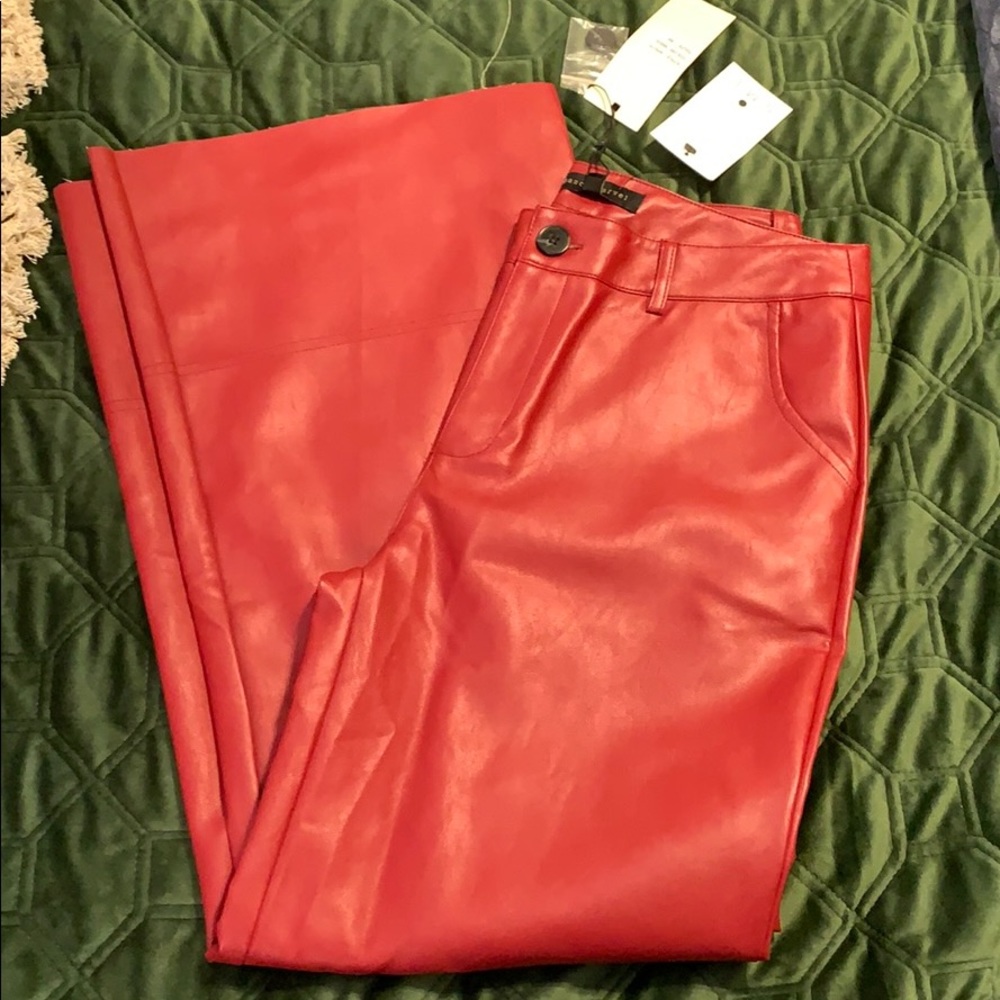 Dance&Marvel Burgundy Vegan Leather Wide Leg Pants